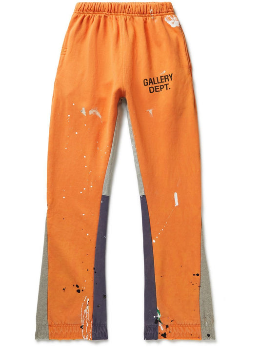 Gallery Dept. Flared Paint-Splattered Sweatpants - Orange