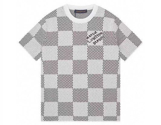 Louis Vuitton Damier Knitted Short-Sleeved Crewneck White Black