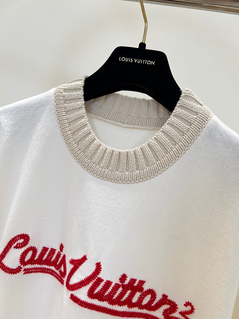 Louis Vuitton x Nigo Embroidered Mockneck Tee White