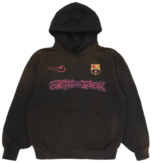 Travis Scott x Nike x FC Barcelona Spray Logo Hoodie Black