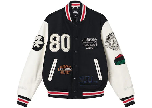 Stussy x Denim Tears X Our Legacy TTL Varsity Jacket Black/White