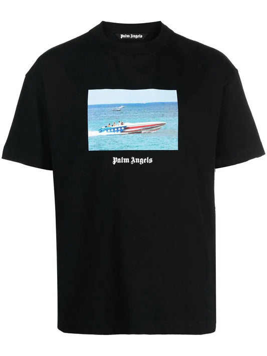 Palm Angels Getty Speedboat T Shirt Black