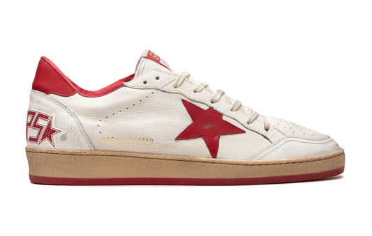 Golden Goose white leather Ball-Star shoe with star and red heel