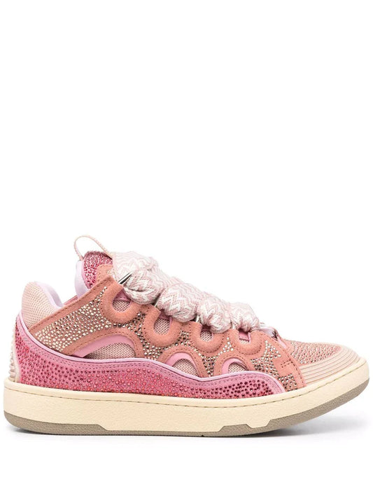 Lanvin Curb Sneaker Crystal-Embellished Panelled- Pink