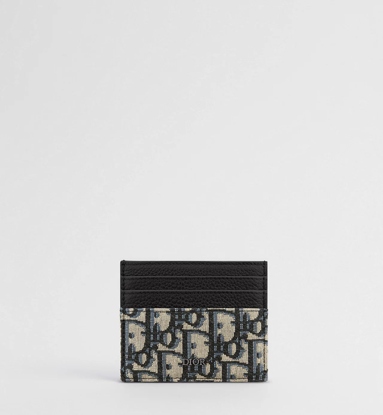 Card Holder Beige and Black Dior Oblique Jacquard with Black Grained