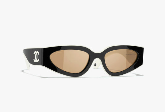 Chanel Cat Eye Sunglasses Nylon Fibre, Black & White