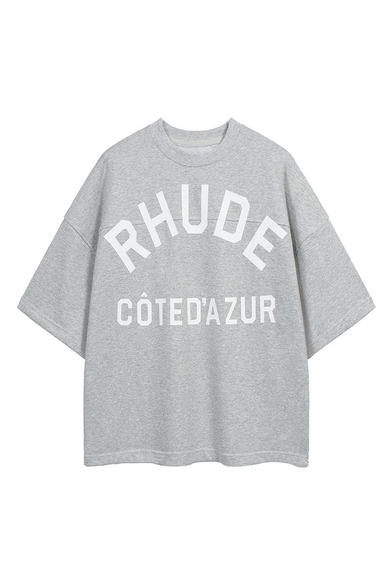 Rhude Cote D'Azur Mid-Sleeve Boxy T-Shirt Grey