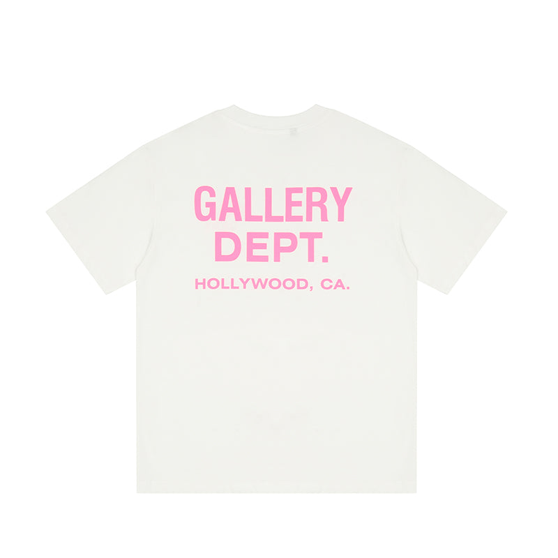 Gallery Dept. Logo Print T-Shirt White/Pink