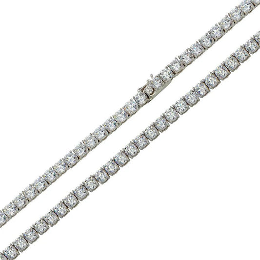 925 Sterling Silver Rhodium Plated Round CZ Tennis Bracelet 4mm