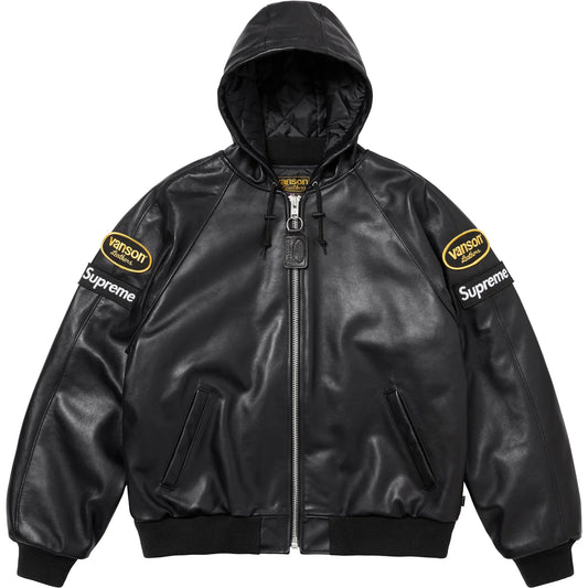 Supreme Vanson Leathers Hooded Work Jacket Black