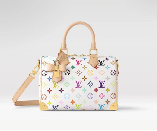 Louis Vuitton x Takashi Murakami Speedy Bandouliere White