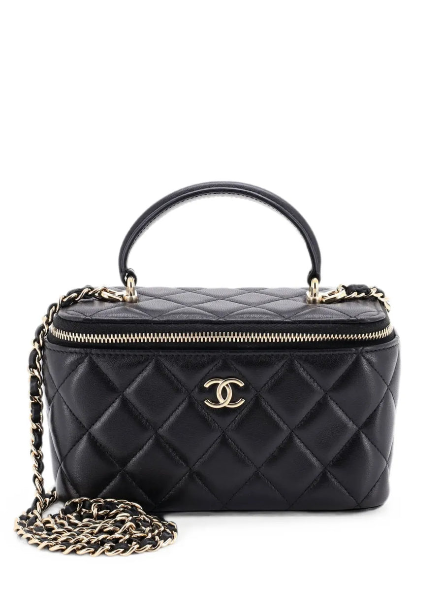 CHANEL Top Handle Vanity Case with Chain Quilted Lambskin Small crossbody bag