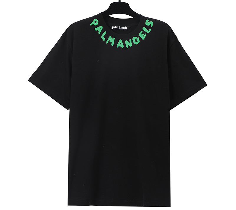 Palm Angels Neck Logo Print T-shirt Black