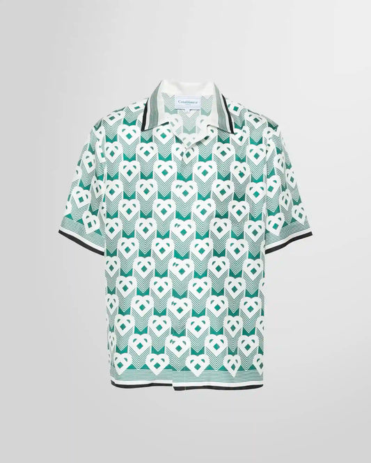 CASABLANCA Heart Monogram Sport Silk Set Shirt+Short