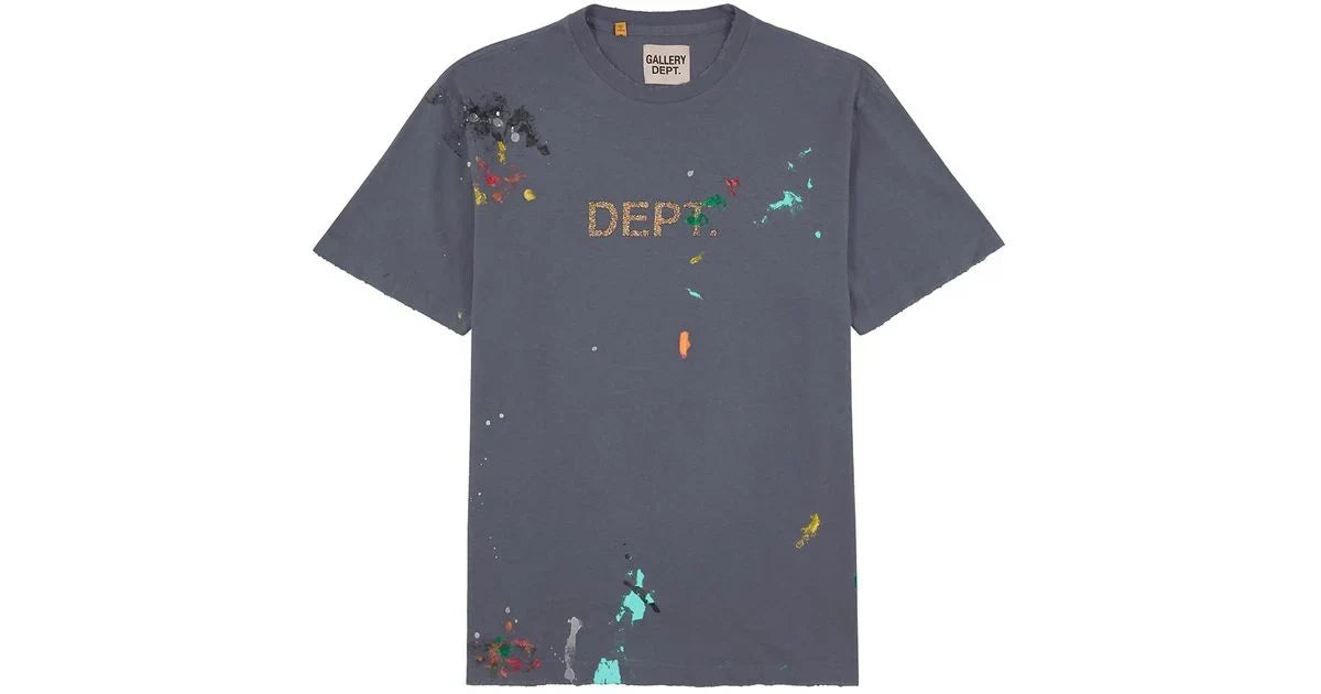 GALLERY DEPT. Blue Paint-splatter Logo Cotton T-shirt