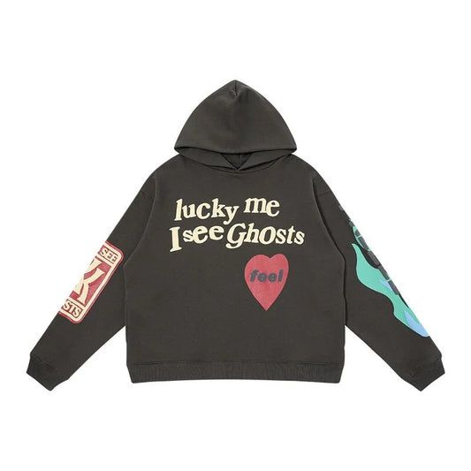 Kanye West Foam Printing Lucky me i see ghosts Hoodie