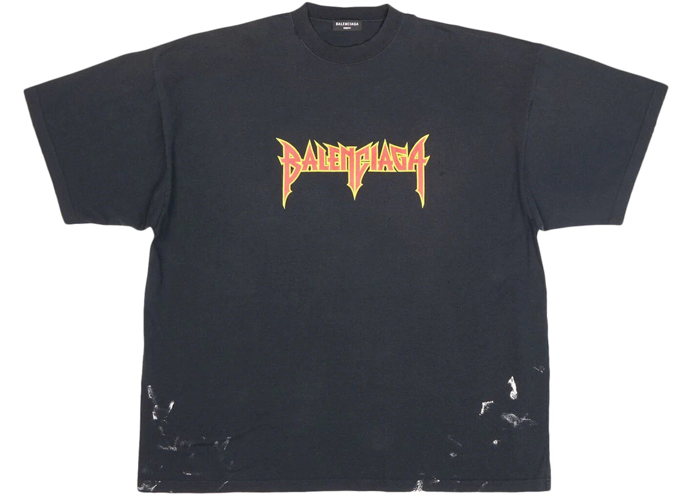 BALENCIAGA VINTAGE METAL LOGO COTTON CREWNECK T-SHIRT BLACK