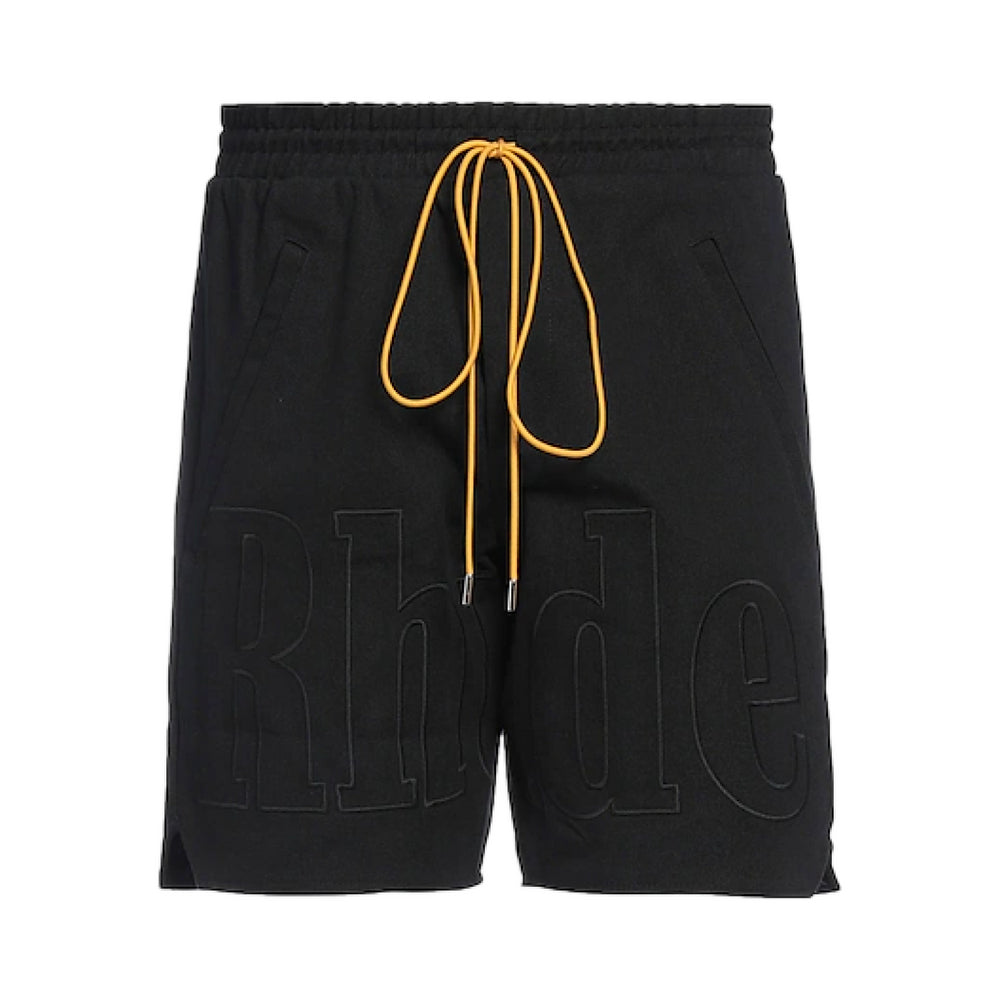 RHUDE Embroidered Twill Logo Short Black