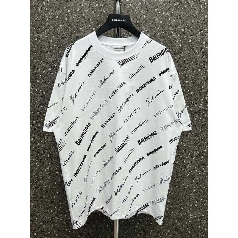 Balenciaga New All Over Print T-Shirt White