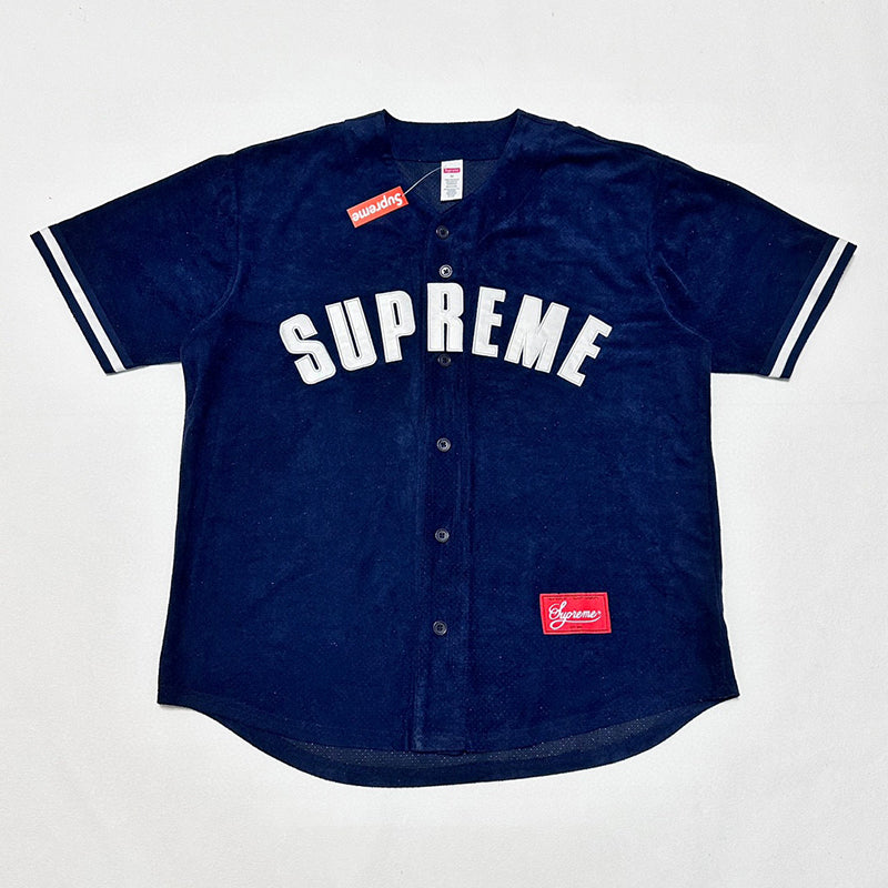 Supreme Ultrasuede Mesh Baseball Jersey Blue