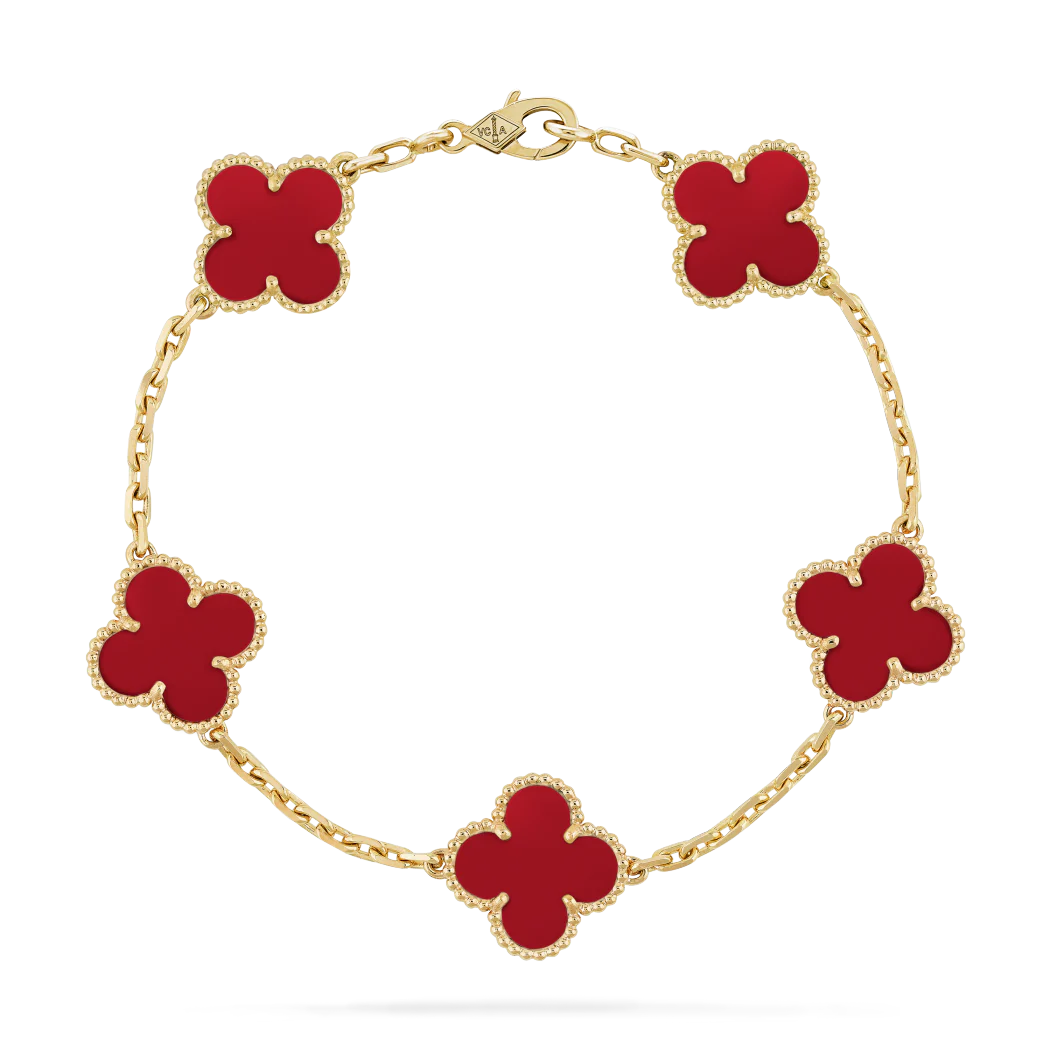 Van Cleef & Arpels Vintage Alhambra 5 Motifs Bracelet Carnelian