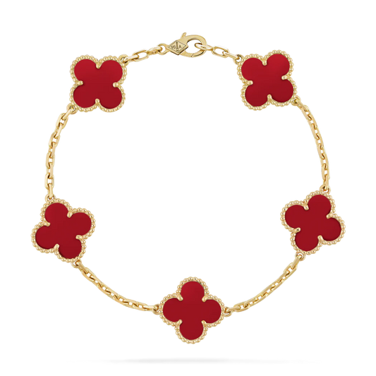 Van Cleef & Arpels Vintage Alhambra 5 Motifs Bracelet Carnelian