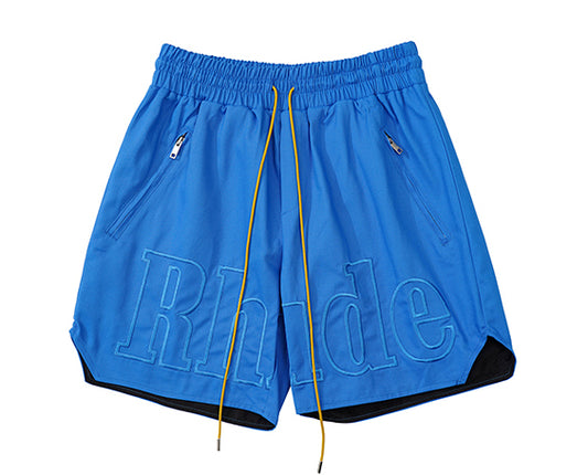 RHUDE Embroidered Twill Logo Short Blue