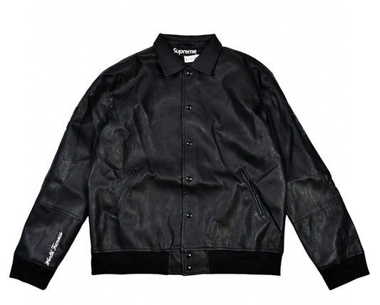 Supreme GORE-TEX Infinium WINDSTOPPER Leather Varsity Jacket Black