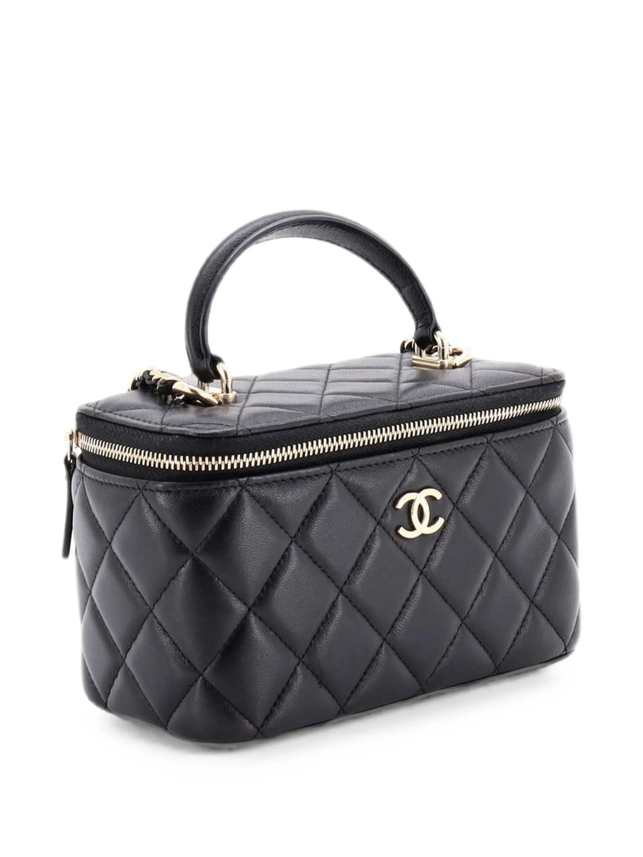 CHANEL Top Handle Vanity Case with Chain Quilted Lambskin Small crossbody bag
