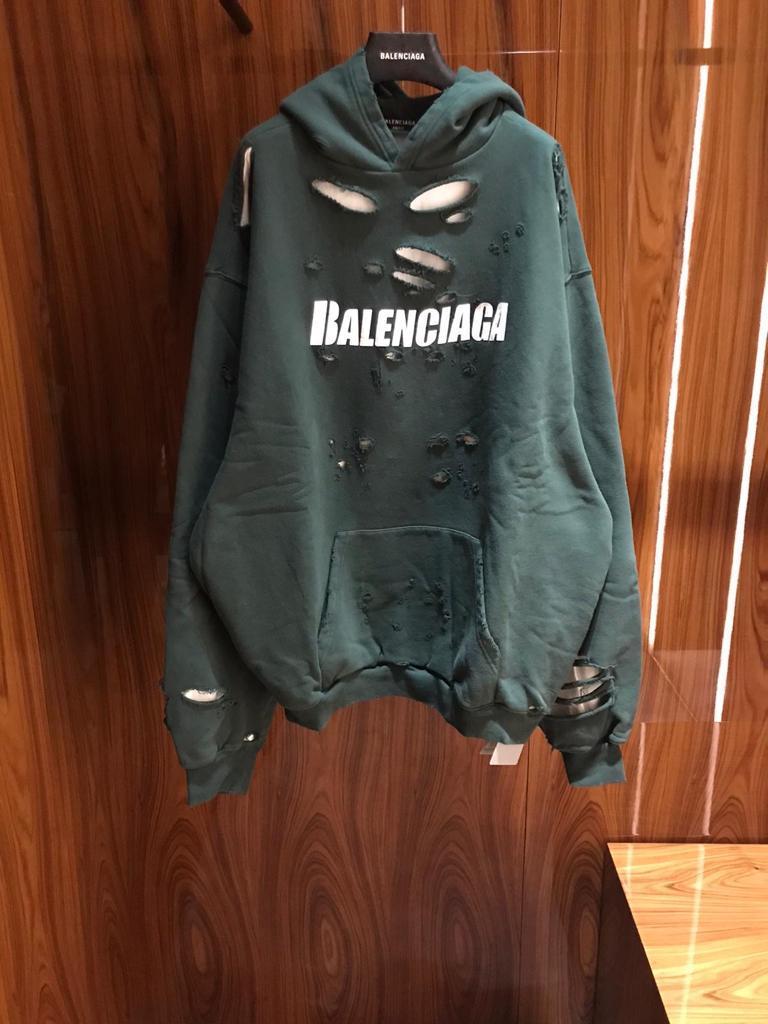 Balenciaga Destroyed Hoodie Black