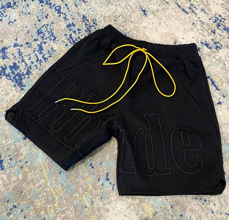 RHUDE Embroidered Twill Logo Short Black