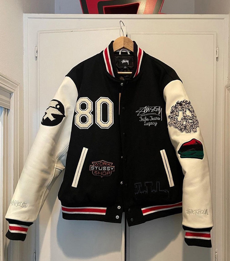 Stussy x Denim Tears X Our Legacy TTL Varsity Jacket Black/White