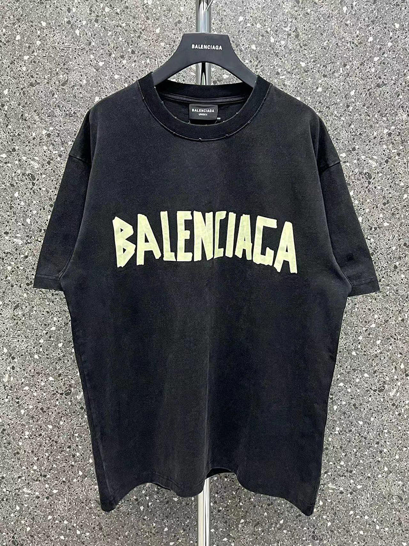 Balenciaga Tape Type Medium Fit T-shirt Black Faded