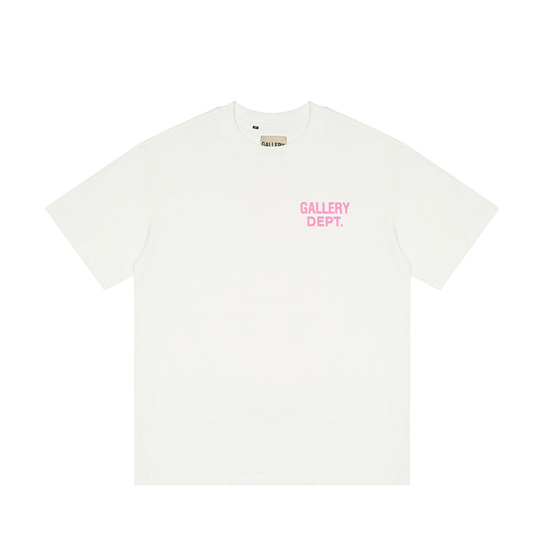 Gallery Dept. Logo Print T-Shirt White/Pink