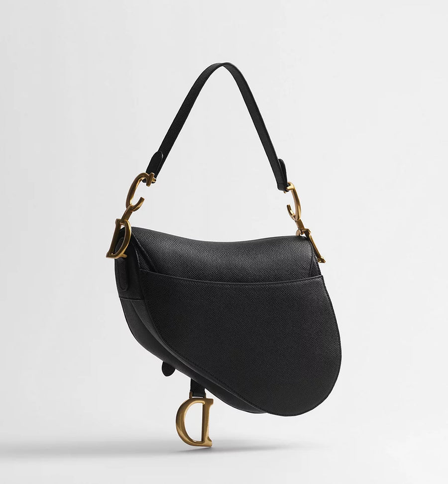 Dior Saddle bag with shoulder strap Black grained calfskin