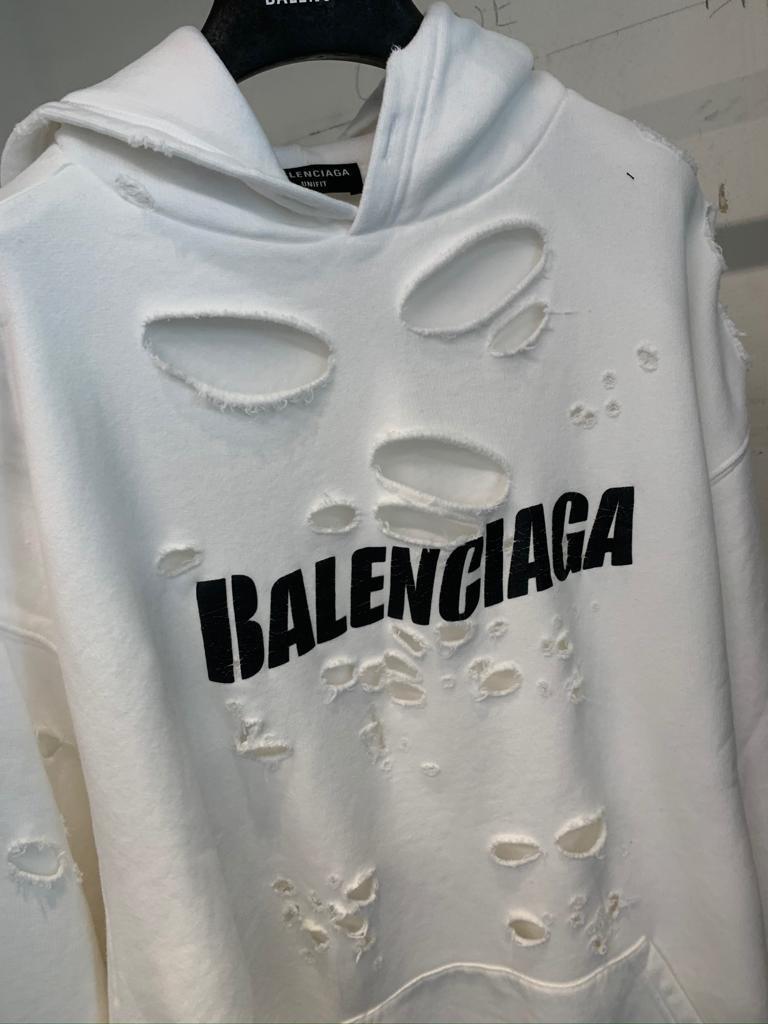 Balenciaga Destroyed Hoodie white
