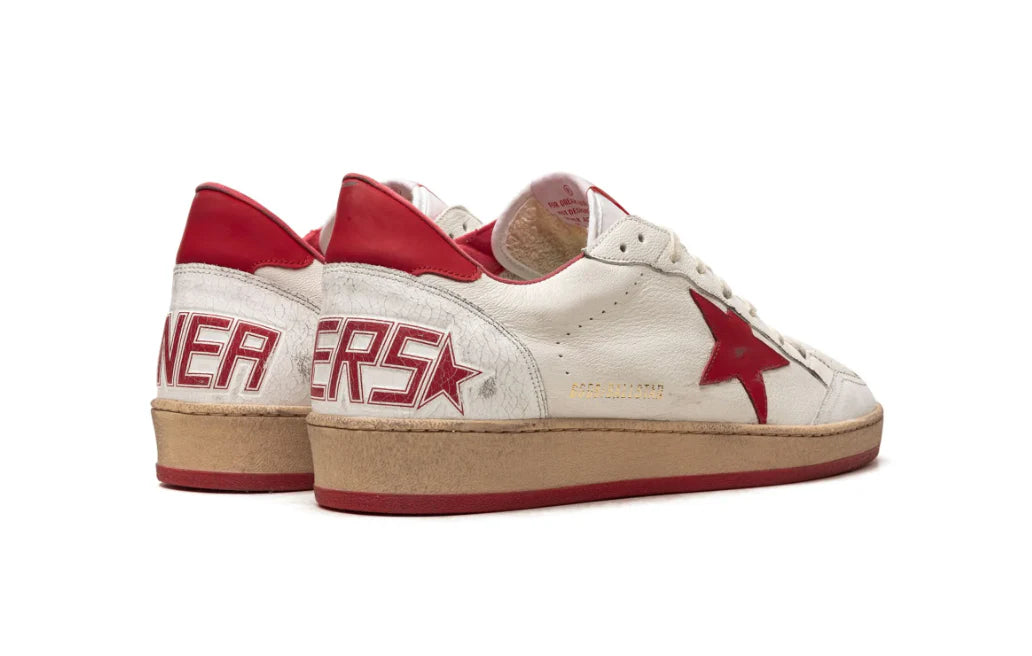 Golden Goose white leather Ball-Star shoe with star and red heel
