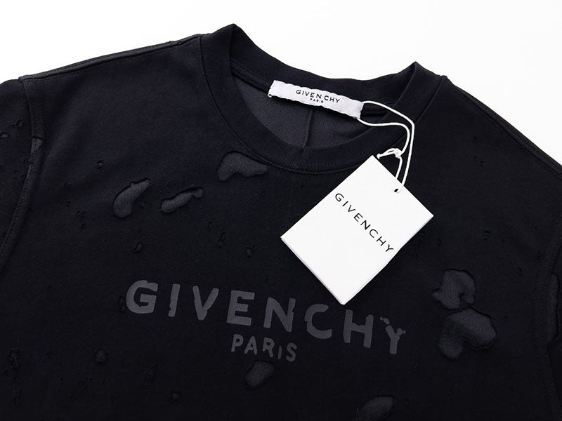 Givenchy Distressed Logo Printed Oversized T-Shirt Black