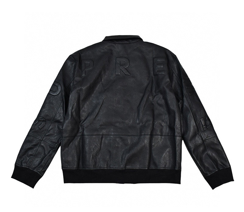 Supreme GORE-TEX Infinium WINDSTOPPER Leather Varsity Jacket Black