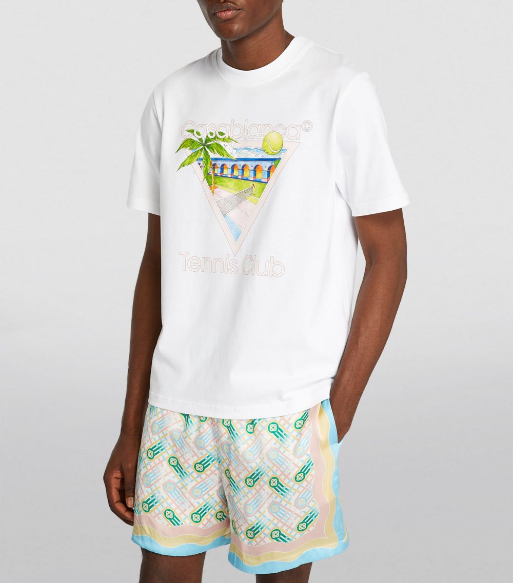 CASABLANCA  Cotton Tennis Club Print T-Shirt White