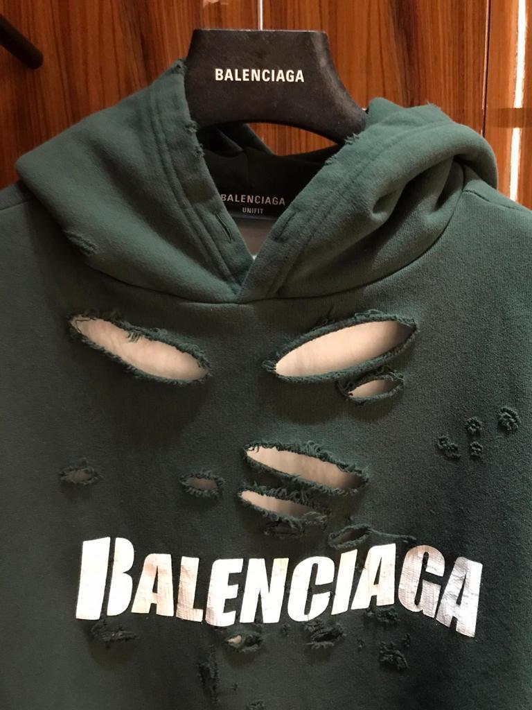 Balenciaga Destroyed Hoodie Black