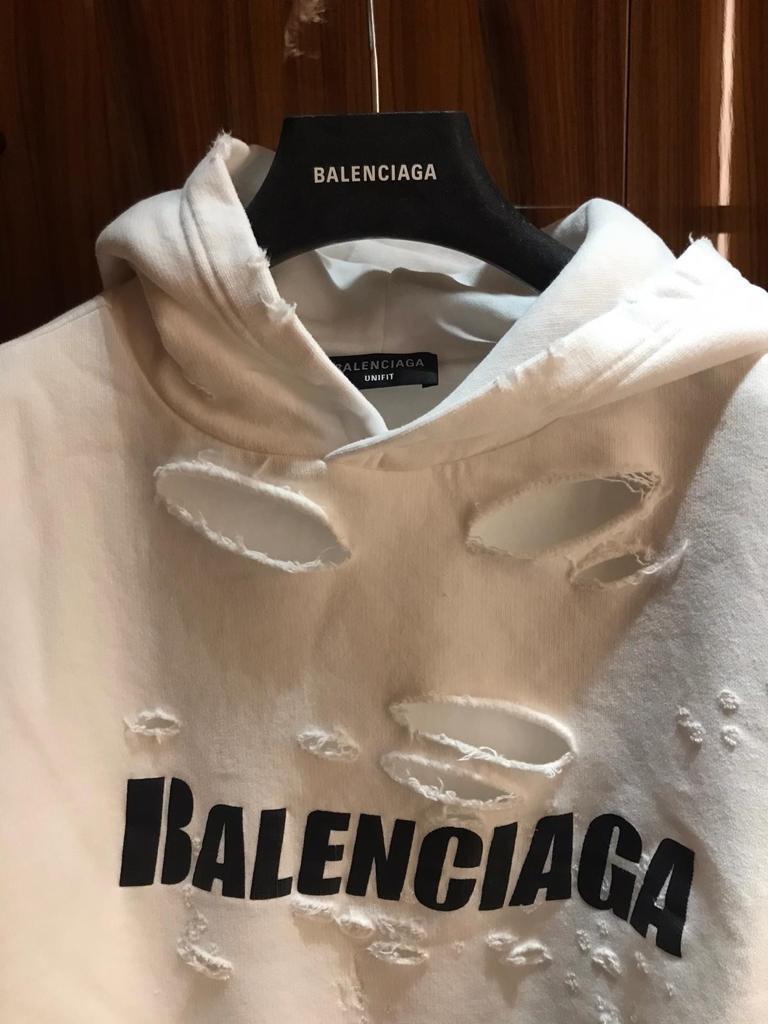 Balenciaga Destroyed Hoodie white