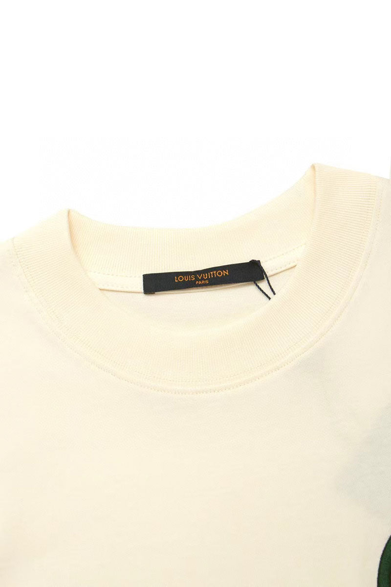 Louis Vuitton Logo Printed Cotton T Shirt White