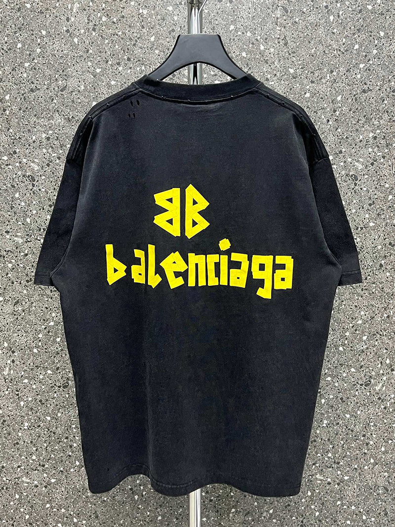 Balenciaga Tape Type Medium Fit T-shirt Black Faded