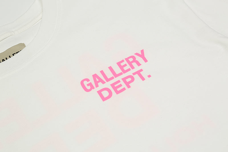 Gallery Dept. Logo Print T-Shirt White/Pink