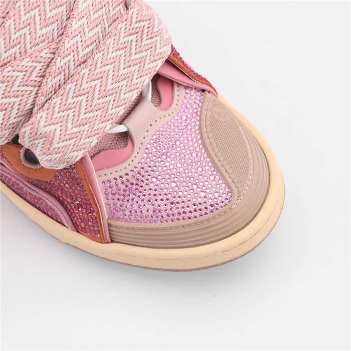 Lanvin Curb Sneaker Crystal-Embellished Panelled- Pink