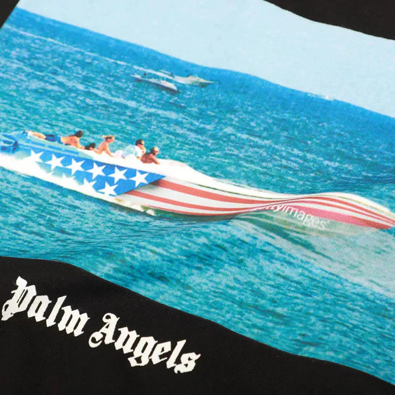 Palm Angels Getty Speedboat T Shirt Black