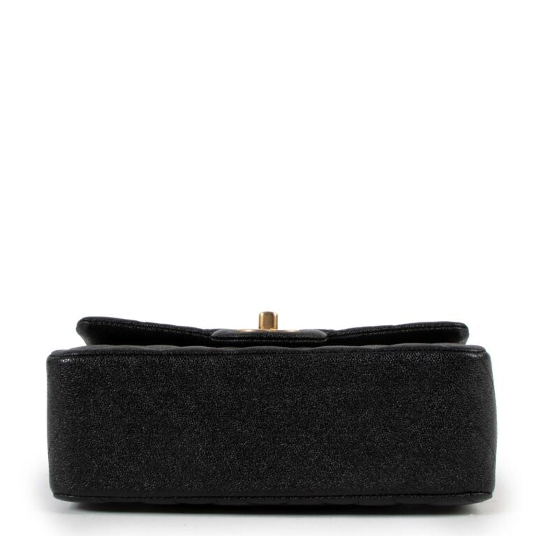 Chanel Black Caviar Leather Mini Classic Flap With Handle