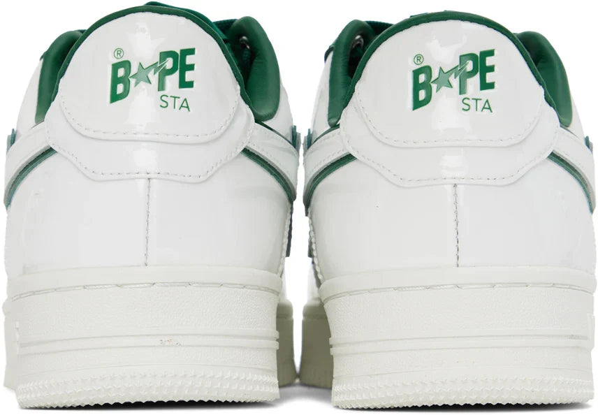 A Bathing Ape Bape Sta Patent leather White Green