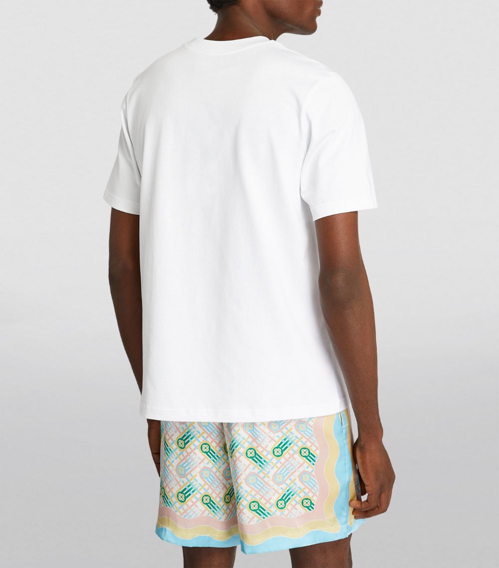 CASABLANCA  Cotton Tennis Club Print T-Shirt White